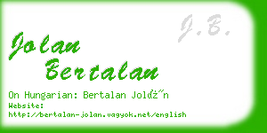 jolan bertalan business card